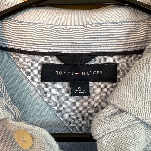 🎉Tommy Hilfiger Cotton Pull Over Polo Shirt Light Blue  Size Medium - Picture 3 of 6